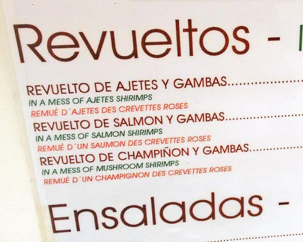 errores en traducciones menus restaurantes